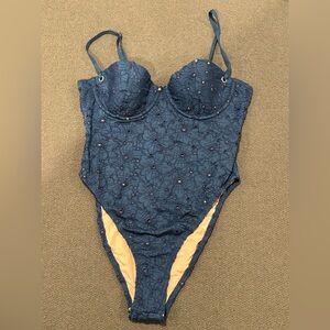 Fleur du Mal Blue Floral Swimsuit
